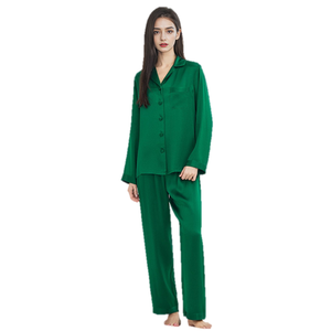 Pigiama da Donna 2025, Set Alla Moda a Maniche Lunghe, Classico Scollo a V, Morbido <span class=keywords><strong>100</strong></span>% Seta di Gelso, Lussuoso per Casa e Interni - Product Image 3