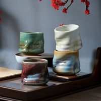 Vente en gros de tasses à eau en porcelaine avec logo personnalisé, technique de peinture sous glaçure, 280 ml, ensemble de tasses en céramique pour hôtel, restaurant, maison
