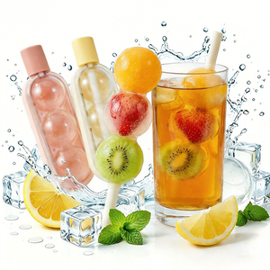 Molde de hielo DIY de verano 2 piezas para refrigerador 64 paletas de hielo de plástico, con tapa y contenedor de basura - Product Image 1