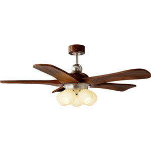 Vintage Style Ceiling Fan Light Walnut Wood 2026 New Design Fixed Blade Flush Mount LED Light Source 220V Living Room Dining - Product Image 4
