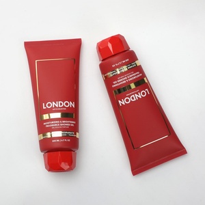 Vente en gros de tubes souples en plastique rouge personnalisés de luxe de 200 ml pour les soins de la peau, le gel douche, l'emballage cosmétique - Product Image 1