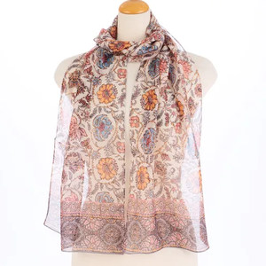 Spring Paisley Floral Print Scarf Lightweight Chiffon Neck <b>Wrap</b> Vintage Style <b>Shawl</b> for Women Multi-Colors - Product Image 2