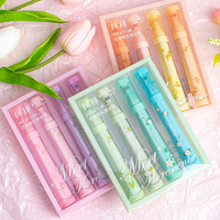 Marcadores Fluorescentes Retráctiles con Aroma Floral, 4 Colores/Juego, Punta de Cincel Suave, para Estudiantes y Diarios