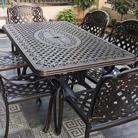Ensemble de meubles de jardin en aluminium moulé pour extérieur, table et chaises, idéal pour villa, toit, terrasse, jardin, résistant à l'eau