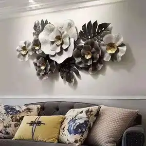 Décoration murale à fleurs en métal de Style nordique populaire, décoration murale créative à fleurs en métal pour chambre à coucher, salon, Art mural intérieur