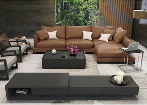 Sofá de esquina moderno de gama alta, muebles para el hogar de moda contemporánea de fábrica de China, cuero genuino con relleno de esponja, precio bajo - Product Image 4