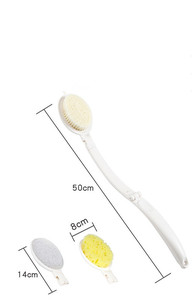 Juego de cepillos de ducha de mango largo 3 en 1, depurador de espalda plegable de 19 "con cepillo suave, esponja y piedra pómez, Kits de herramientas Exfoliantes corporales - Product Image 3