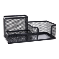 Organisateur de bureau moderne en métal noir à mailles carrées, 3 compartiments, imprimé UV, porte-stylo, support de calendrier, 9x10cm, accessoires de bureau