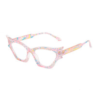 Monture de lunettes œil-de-chat à motifs pour femmes, verres optiques anti-lumière bleue, style rétro, prêts pour la prescription, vente en gros