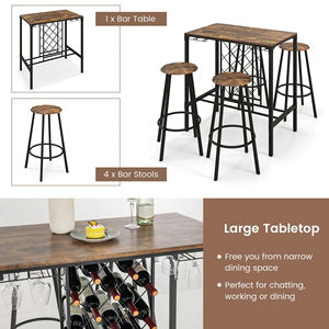 Cross-border country style kitchen dining table and chair set, simple home <b>square</b> bar table and bar stool <b>combination</b> set - Product Image 3