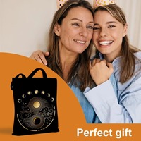 Sac fourre-tout en toile Mystic Celestial avec motif Yin Yang, phases de lune et nuages, écologique, portable, pour femme, pour le quotidien et le shopping