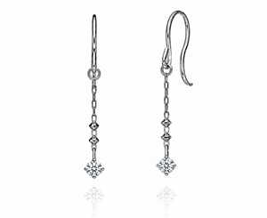 Pendientes Elegantes de Oro Blanco de Dieciocho Quilates con Diamantes Naturales Pequeños Tallados a Espejo y con Acabado Pulido, Diseño de Cometa de Sirena Etérea - Product Image 2
