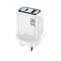 Adaptador de Corriente USB-C GaN de 45W, Cargador Rápido Multipuerto, PD QC3.0, Carga Ultra Rápida, Ecológico, 5V/3A, Doble Enchufe, LED
