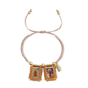 Pulsera Go2boho de Nuestra Señora de Guadalupe y <span class=keywords><strong>Jesús</strong></span>, Medalla de Doble Imagen, Pulsera Católica Ajustable con Borde de Cristal Hecho a Mano - Product Image 6