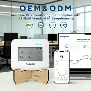 Moniteur <span class=keywords><strong>de</strong></span> qualité <span class=keywords><strong>de</strong></span> l'air intérieur multifonctionnel intelligent 8-en-1 Wi-Fi (2.4/5GHz) avec indice IP30 pour usage professionnel, détectant le CO2 et l'humidité - Product Image 1