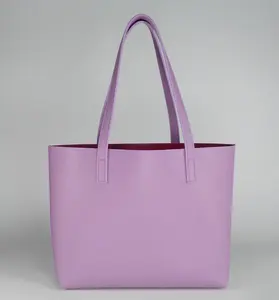 Toptan Vegan deri Tote çanta yeni stil renkli suni deri büyük kapasiteli plaj çantaları yumuşak PU çanta kız alışveriş çantası