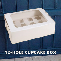 Cajas de Cartón Blanco para Empaque de Alimentos al por Mayor, con Forro de Esponja, 12 Agujeros, Ventana Transparente, Mini Caja para Panadería Navideña, Laminación Mate