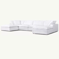Übergroßes Modulares Cloud-Sofa mit Abnehmbaren Bezügen Tiefsitzende L-förmige Weiße Wohnzimmer-Couch