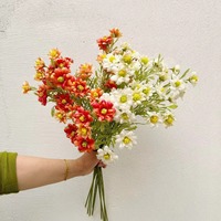 Fleurs artificielles de style rustique naturel, chrysanthèmes à longues tiges, petits chrysanthèmes sauvages, décoration de la maison, arrangement floral
