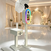 Nouvelle Machine Photobooth DSLR 2025 avec Coque et Support pour iPad, Photobooth Ovale Mobile pour iPad 12.9 avec Imprimante pour Événements et Fêtes 360