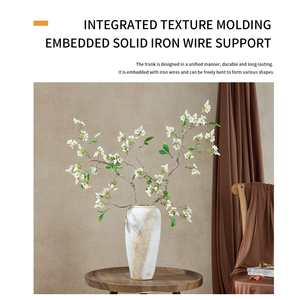Plante Artificielle en Soie Promise : Branche <span class=keywords><strong>de</strong></span> Chrysanthème Sauvage, Bégonia, Arbre Fleuri, Faite à la Main, en Pot sur Pied pour Aménagement Intérieur - Product Image 3
