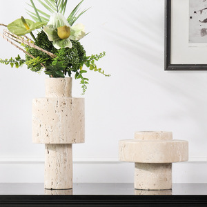 Vases décoratifs en pierre naturelle jaune, faits à la main, design nordique, pour salon, hôtel, ornement - Product Image 1