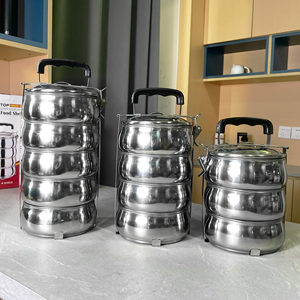 Boîte à Lunch Isotherme Multicouche en Acier Inoxydable 2/3/4 Niveaux <span class=keywords><strong>Thermos</strong></span> Chauffant <span class=keywords><strong>pour</strong></span> Stockage Alimentaire et <span class=keywords><strong>Repas</strong></span> Portable - Product Image 5