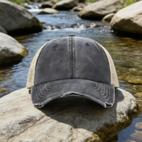 Topi Trucker Vintage Distressed Retro Berbahan Jaring Tanpa Struktur Profil Rendah Snapback Penutup Kepala Outdoor Logo Kustom untuk Unisex 2026