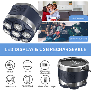 Tondeuse à cheveux électrique magnétique sans fil pour hommes chauves, rasoir rotatif portable étanche pour usage humide et sec avec affichage LED - Product Image 2