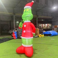 Décoration de fête de Noël gonflable personnalisée en gros, Grinch, avec ventilateur et lumières LED