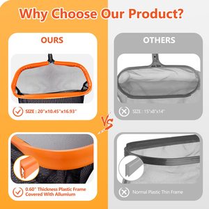 Nettoyeur d'écumoire de râteau à feuilles de piscine personnalisé <span class=keywords><strong>Filet</strong></span> d'écumoire de feuilles de piscine avec sac en maille profonde à double couche Filets d'atterrissage de pêche - Product Image 4