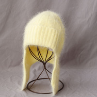 Bonnets de lapin pour femmes ANGORA LAPIN HAIR Cute Funny Hats Knit Winter Warm Outdoor Slouchy.Girl Hat