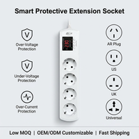 JIUJI JJSVA-FC4 Multiprise 4 prises USB avec protection contre les surtensions, tension/courant réglables pour réfrigérateur, type EU