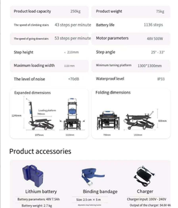 250kg 하중 전동 계단 오르기 장치 전동 계단 오르기 트롤리 - Product Image 3