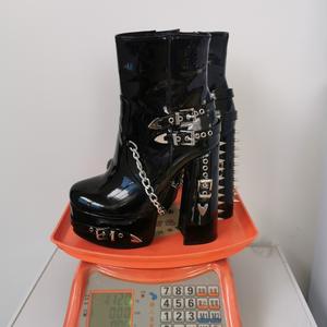 גבירותי גושי בלוק פלטפורמה בלוק פלטפורמה קרסול גבוה רעם חזה שחור שרשרת הפסים פאנק y2k חם נערה גותית גודל גדול גותי - Product Image 4