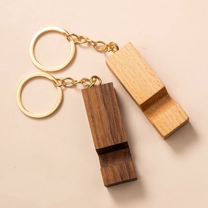 Creative Personality Solid Wood Phone Holder Keychain Pendant UV Printed Car Keyring for Men & Women for Backpack Decoration