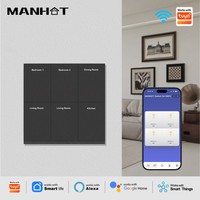 Panneau d'interrupteurs muraux tactiles WiFi intelligents 4 voies, contrôle par application Tuya, capteur tactile pour la domotique