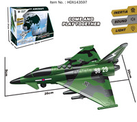 Jouets d'avion de chasse militaire à friction en plastique ABS inertiel HDX pour enfants avec son, certifiés CE