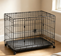 Cage en fil métallique pour animaux de petite et moyenne taille, double entrée, verrou de sécurité, plateau amovible, construction pliable, logement intérieur quotidien pour chien, simple