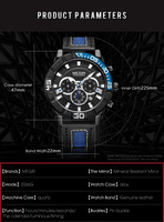 Montre chronographe sport pour homme, mouvement à quartz, bracelet en cuir, design robuste, lumineuse, montre-bracelet de mode pour affaires