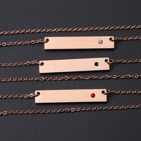 Collier Ras-du-Cou Tendance Personnalisé en Acier Inoxydable Poli Miroir, Or et Argent, pour Femmes, Barre avec 12 Pierres de Naissance et Strass