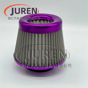 Filtre à air Juren 76 mm à fixation par collier, tête de champignon, en aluminium rouge, pour amélioration des performances automobiles - Product Image 4