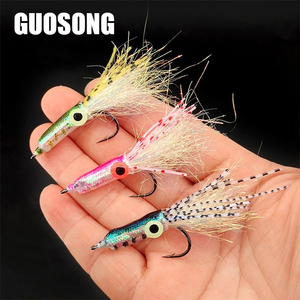 Ojos luminosos 3D 60mm/1,3G pequeña mosca de calamar patas de goma artificiales Flash oropel Streamer moscas trucha lubina agua salada - Product Image 4