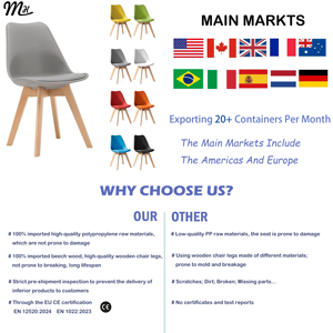 Modern <strong>Dining</strong> <strong>Chair</strong> in Black White Grey Blue <strong>Orange</strong> with Wooden Legs Easy Install Tulip Plastic <strong>Chair</strong>-for School Use - Product Image 2