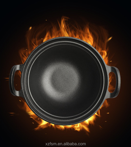 Juegos de <span class=keywords><strong>Wok</strong></span> Chinos de Buena Calidad, Utensilios de Cocina Redondos de Hierro Fundido con Tapa de Madera - Product Image 3