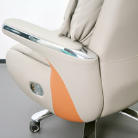 Chaise de bureau de direction ergonomique à dossier haut avec repose-pieds en cuir véritable, chaise pivotante moderne pour patron