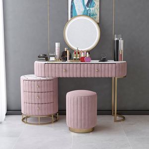 Nordic Modern Vanity Dresser With Drawers, Bedroom Furniture Makeup Dresser With <strong>Mirror</strong>, <strong>Dressing</strong> <strong>Table</strong> With <strong>Lights</strong> - Product Image 3