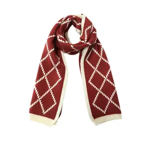HJH479 nouveau cadeau de noël pour femmes, écharpe d'hiver rétro à carreaux, écharpes tricotées, automne rouge, glands, châles