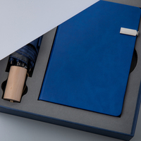 Tendencia nuevo logotipo personalizable mango de madera paraguas soporte para teléfono Cuadernos de cuero pluma juegos de regalo para negocios vacaciones cumpleaños