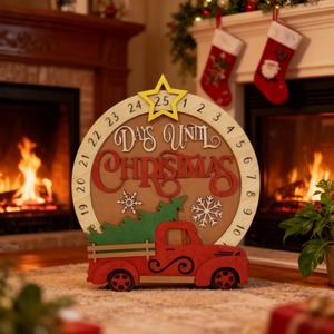 Pafu, cuenta regresiva de <span class=keywords><strong>Navidad</strong></span>, camión de árbol rojo, decoración SVG, cuenta regresiva <span class=keywords><strong>para</strong></span> <span class=keywords><strong>Navidad</strong></span>, archivos cortados con láser, días hasta <span class=keywords><strong>Navidad</strong></span>, calendario de madera - Product Image 3